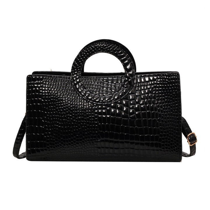 Női válltáska, kerek kialakítású, PU anyagú