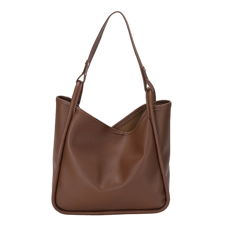 Csomagtartó táska, ökobőrből, nagy kapacitású, egyszerű kialakítású, barna színű