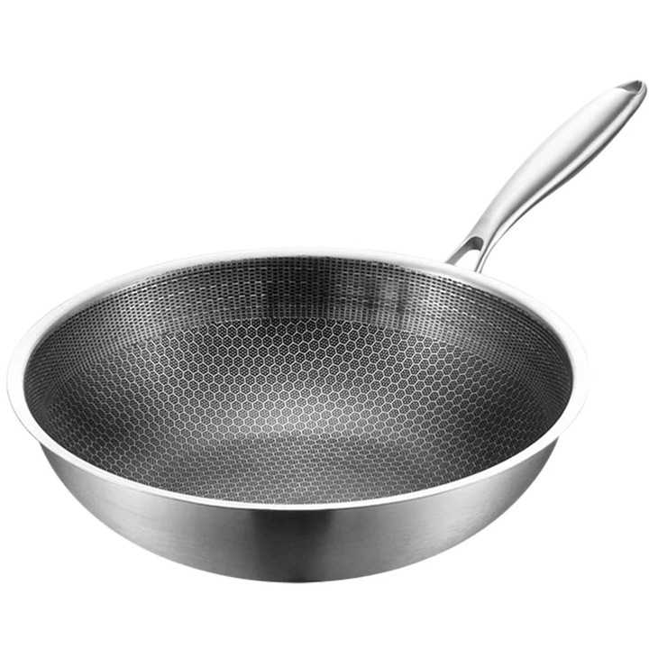 Tigaie wok din otel inoxidabil 54x32x8.5cm multifunctionala