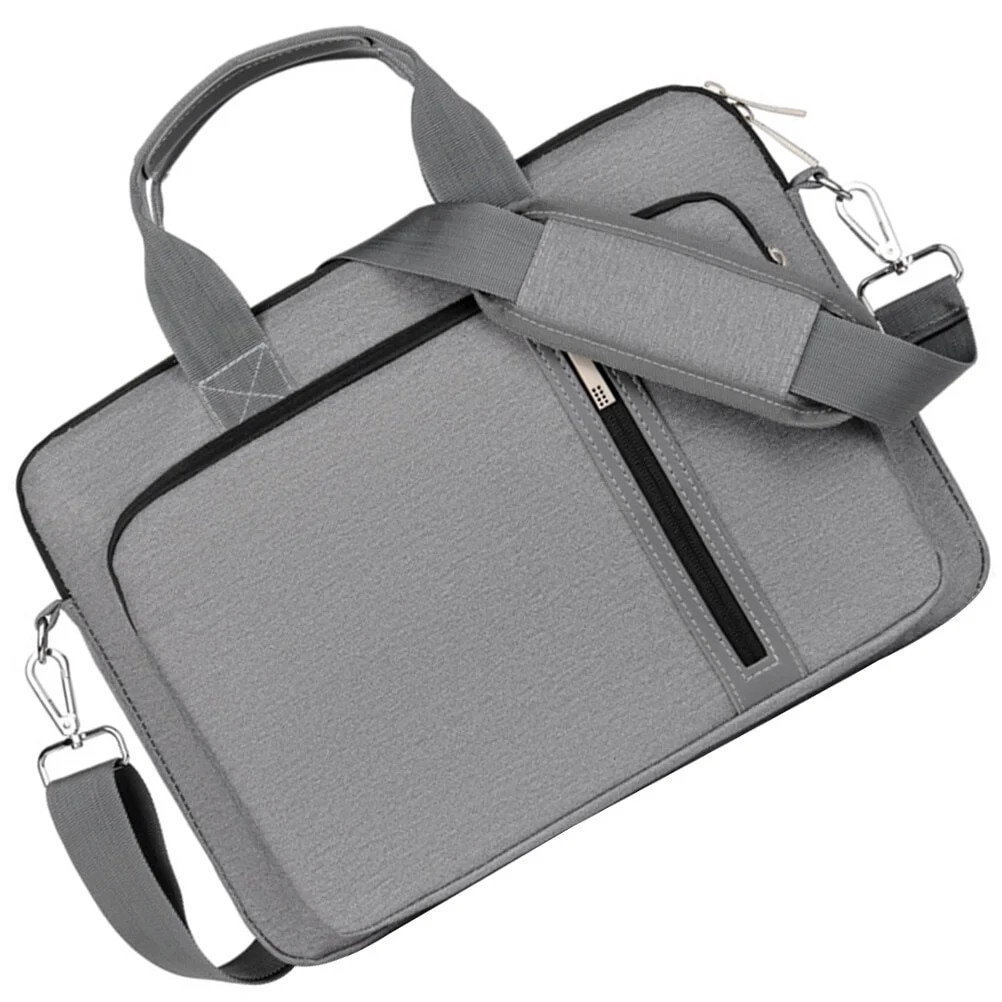ZYBLSSBB, Geanta pentru laptop din nylon cu strat amortizor, buzunar frontal si curea detasabila LSM2xh1943-BCS0137949, gri, 40 x 29 x 3.5 cm