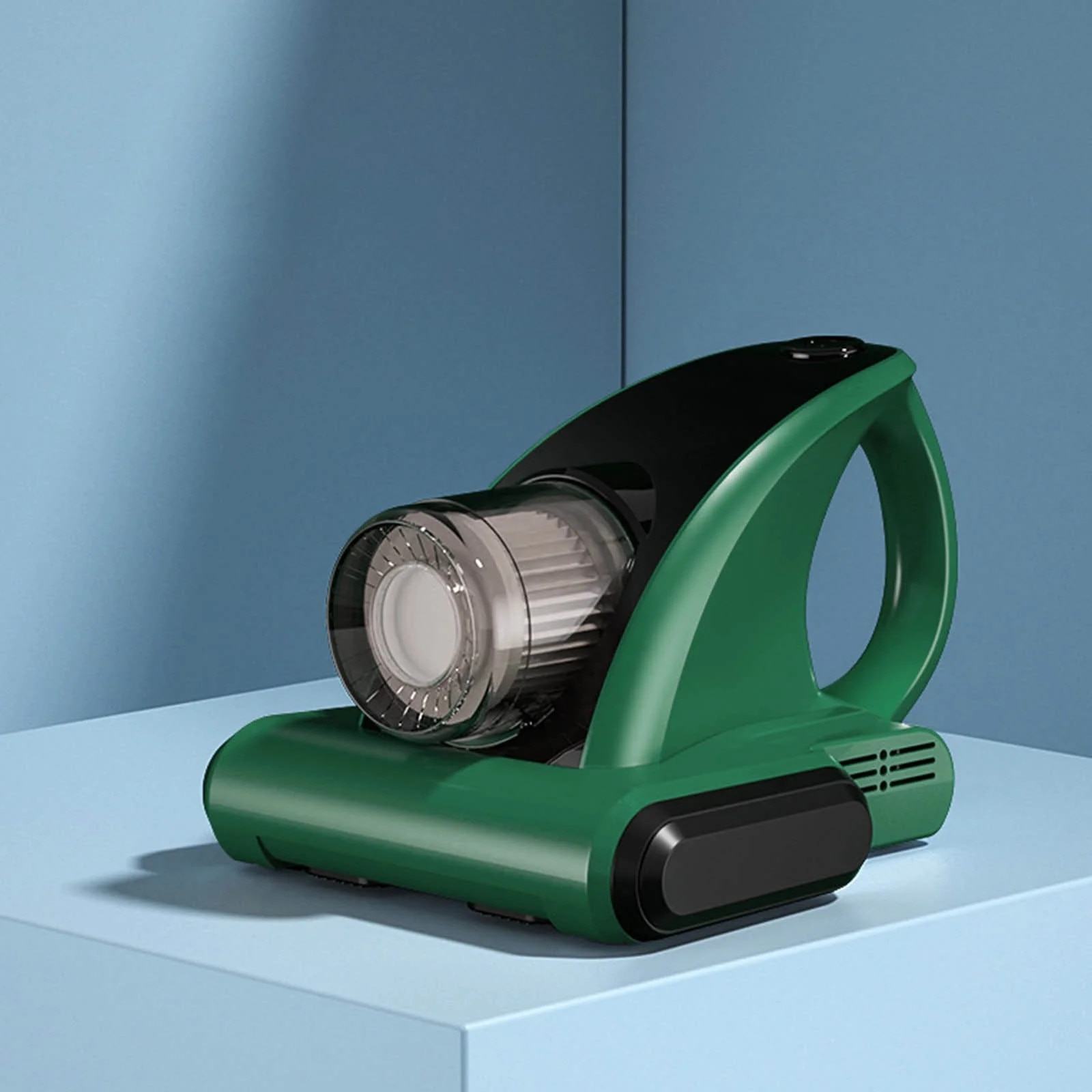 Aspirator portabil compact pentru pat si canapea, alb-verde, multifunctional