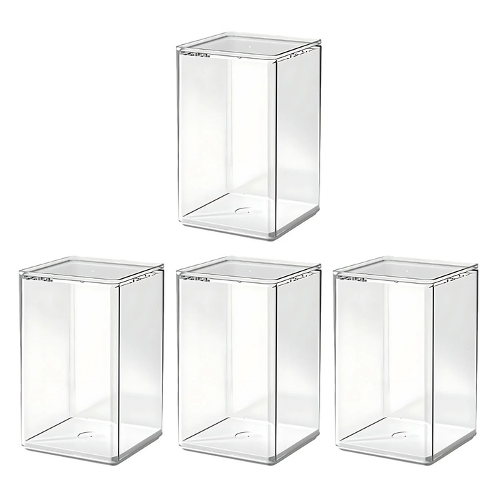 Set 4 cutii depozitare figurine, transparent, 13x8x8cm