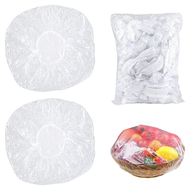 Set 200 Folii Alimentare Reutilizabile, Pungi din Plastic cu Dispenser, Culoare Multicolor, Dimensiune 4.7x15.7in