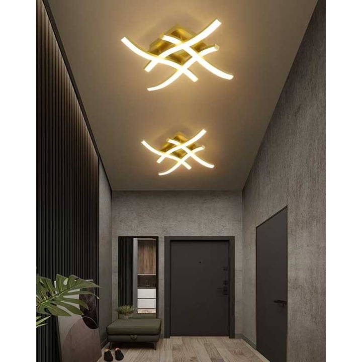 Lustra Led JIJU® Auriu D35CM 28W Cu 3 Functii Lumina Calda/Rece /Neutra