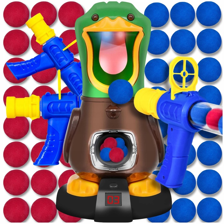 Set Tintire cu Rata Interactiva, 2 Pistoale, 48 Bile din Spuma, Contor Electronic, Lumini & Sunete – Cadou pentru Copii
