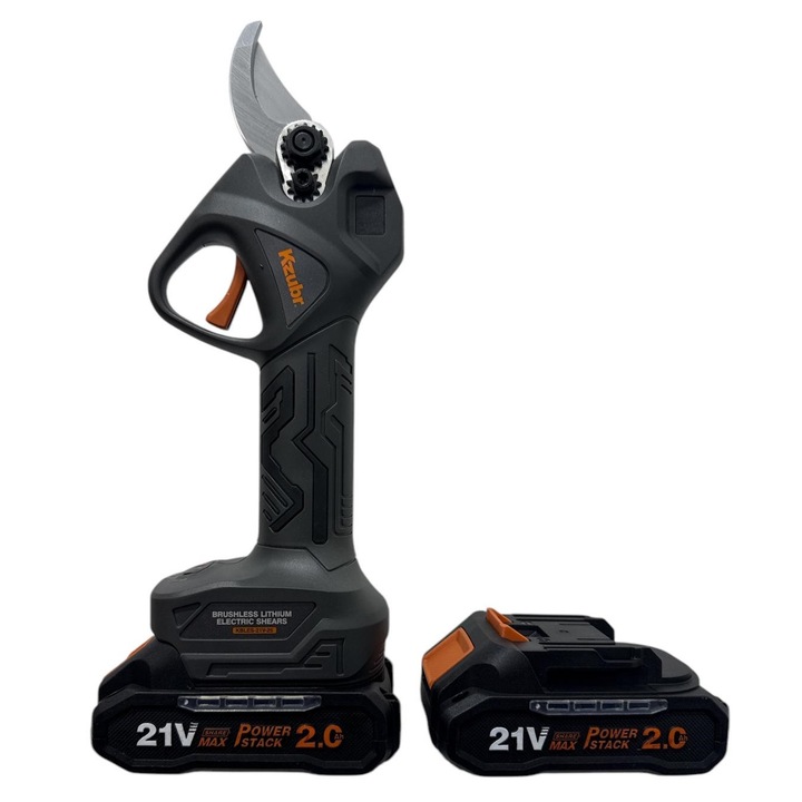 Foarfeca electrica de gradina, pentru taiat crengi pomi, KZUBR® KBLES-21V-25, cu 2 acumulatori Li-ion, 21 V, 2000 mAh