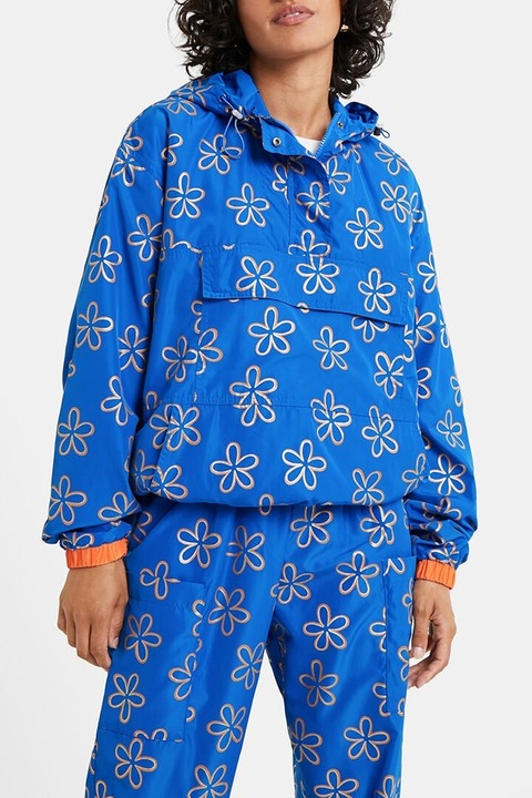 Geaca cu gluga si imprimeu floral Michelle, Albastru, L