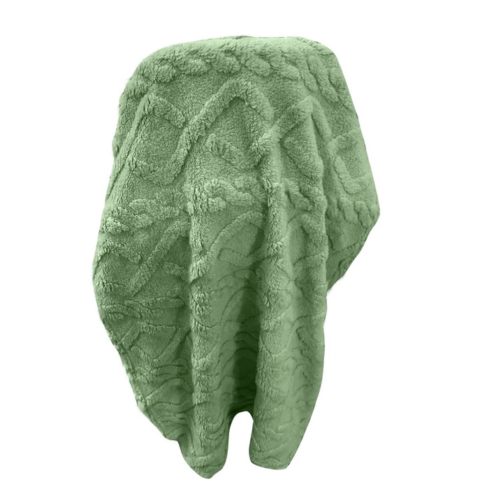 Patura fleece YANYXR, moale, calduroasa, verde, 70x100cm