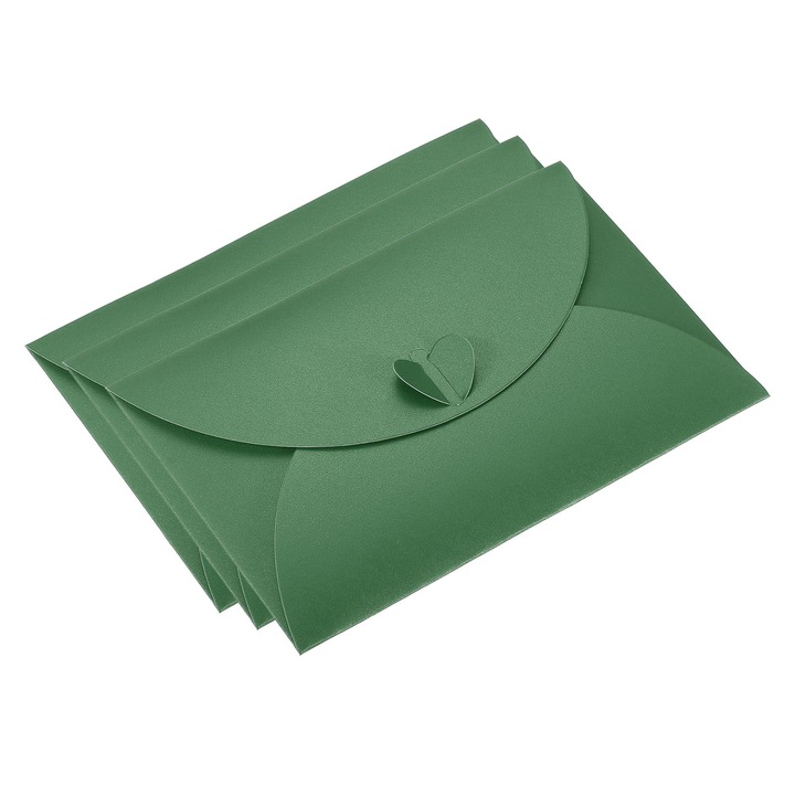 Set 50 plicuri, design inchidere forma inima, verde inchis, 15.5x10.5cm