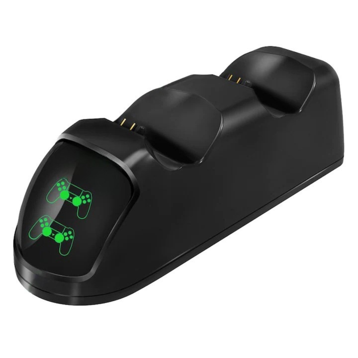 FIT UNIVERSAL kettős töltő dokkoló, Gyorstöltő, LED kijelzővel, Playstation PS4 / Slim / Pro konzolhoz, fekete