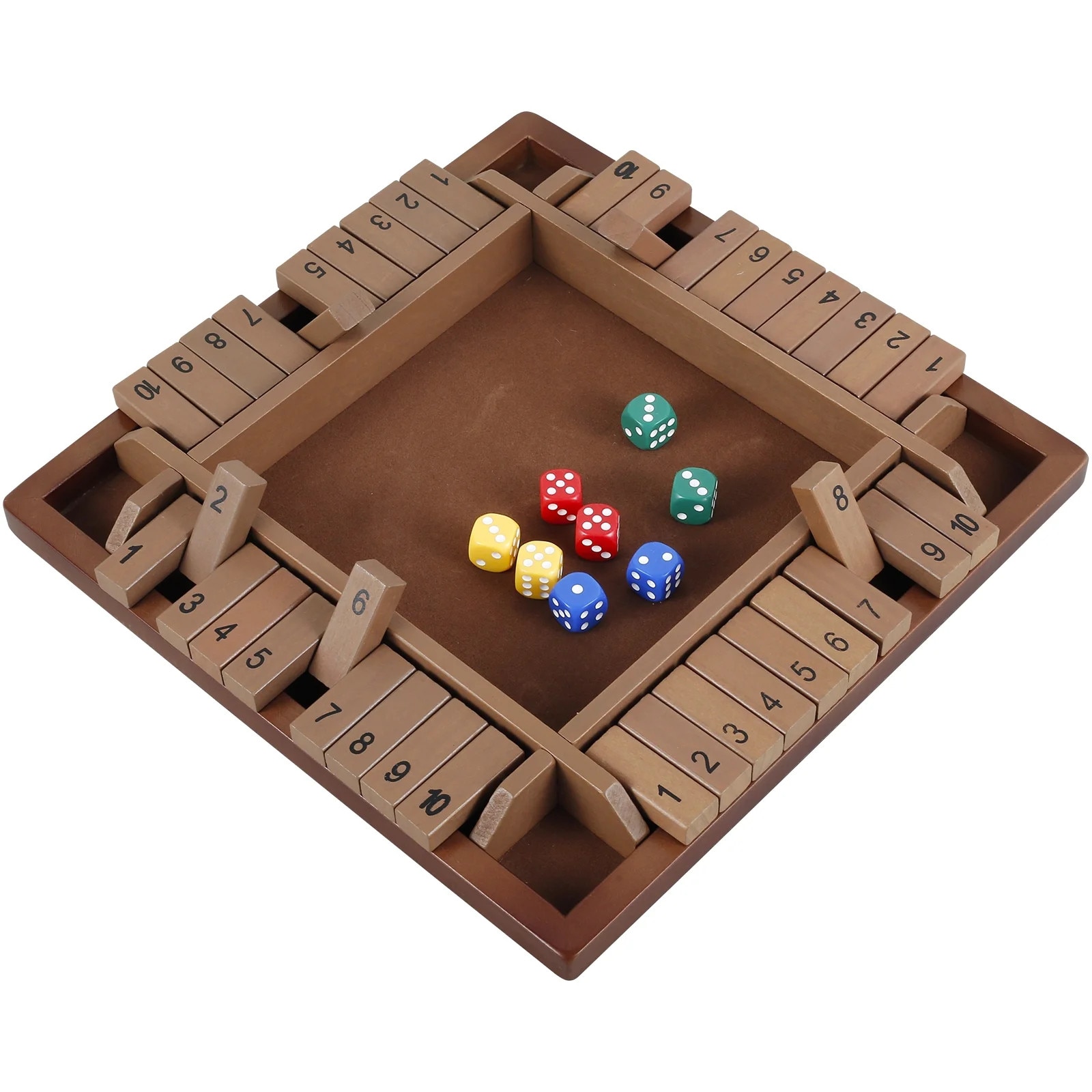 Joc de societate Shut the Box, 2-4 jucatori, 8 zaruri, dimensiune