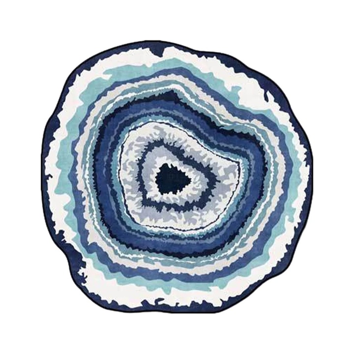 Covor rotund Big Tree, 90cm, multicolor, lavabil, antiderapant