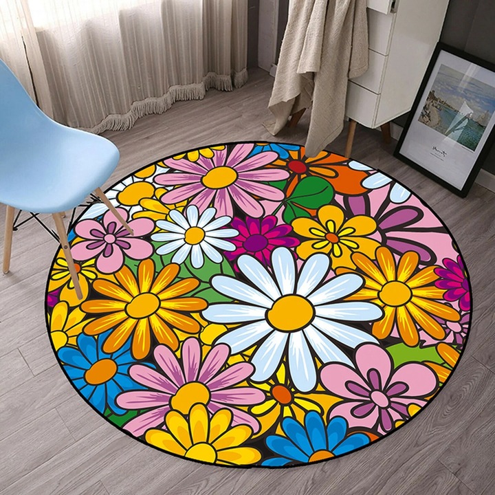 Многоцветен килим, който може да се пере, 60x60 см, неплъзгащ се, за хол, комплект от 1 брой