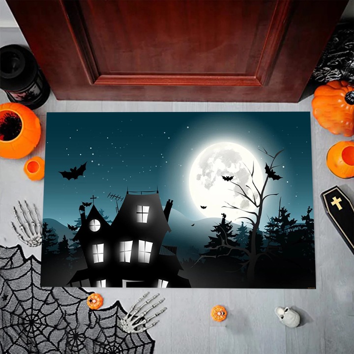 YANYXR Halloween tökös kék bejárati szőnyeg 60x40cm csúszásgátló