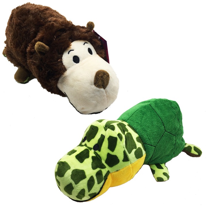 Jucarie de plus 2 in 1, Flipazoo, Maimuta/Broasca testoasa, 30 cm, Multicolor