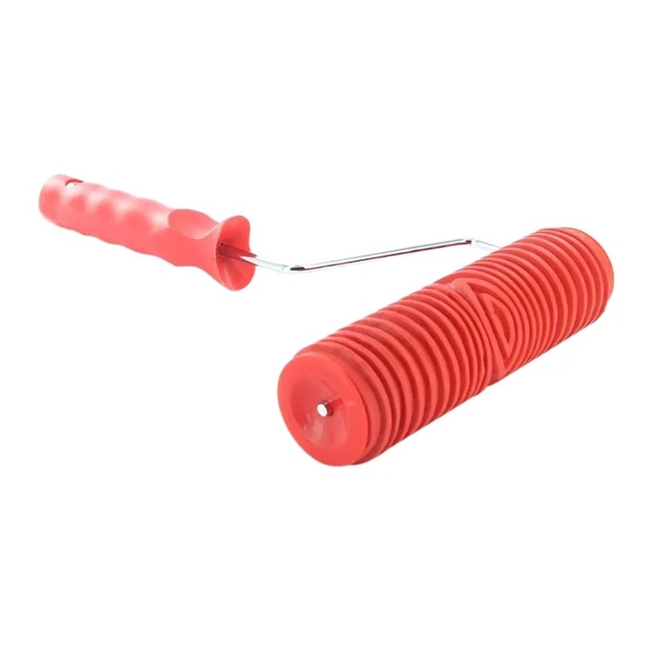 7-инчов валяк за боядисване, дизайн с текстура на дърво, червена дръжка, 15x3 см