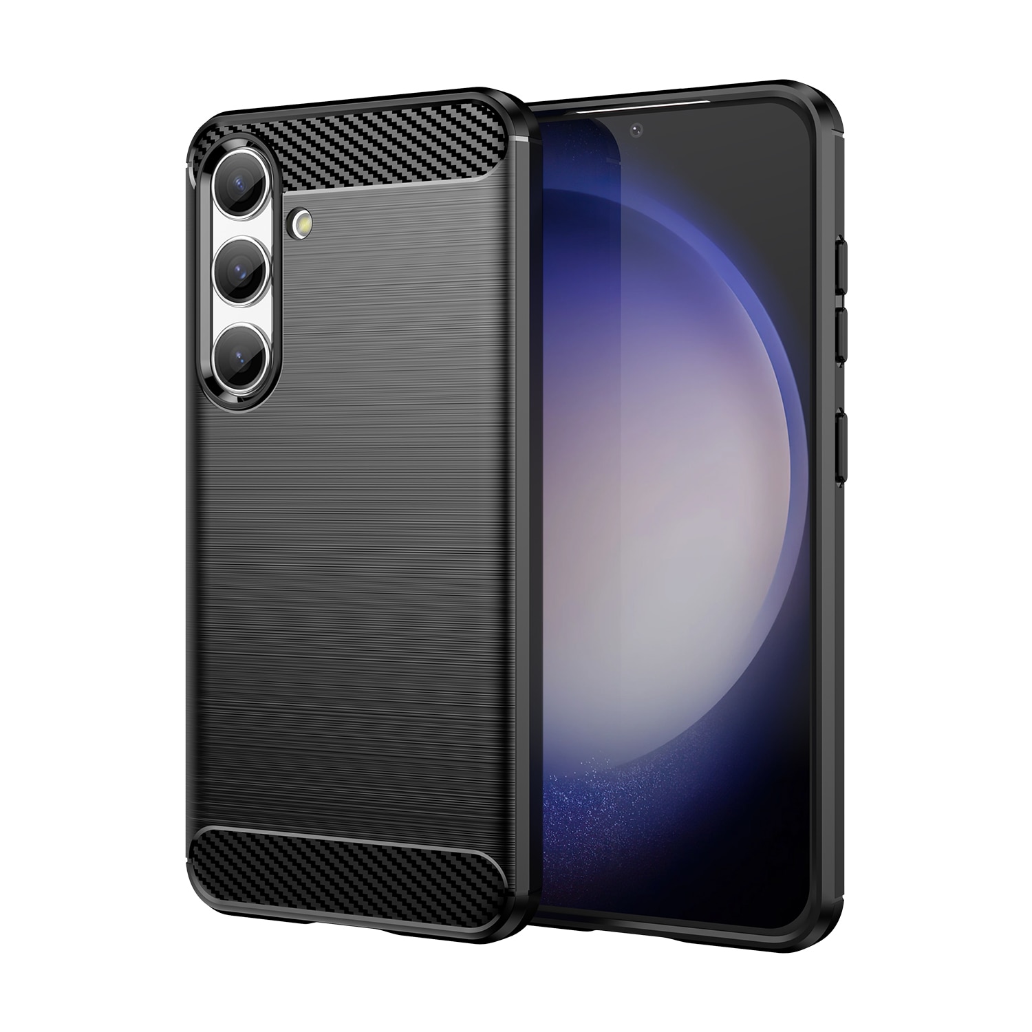 Husa telefon, pentru Samsung Galaxy S24 De inalta calitate subtire si usoara periata confortabila TPU Soft Feel, Carbon Fiber Negru