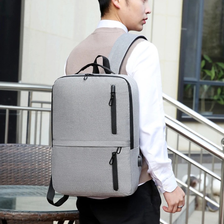 Rucsac laptop ZYBLSSBB, slim, rezistent la apa, port USB, 43x31x12cm, multicolor