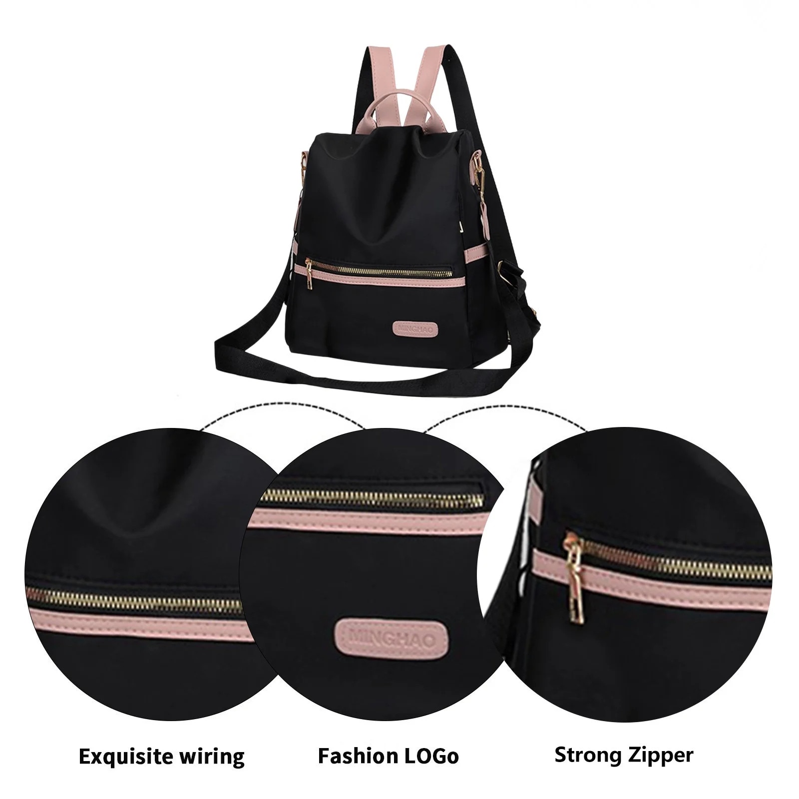 Rucsac dama ZYBLSSBB multifunctional negru 31x28x12cm antipierdere