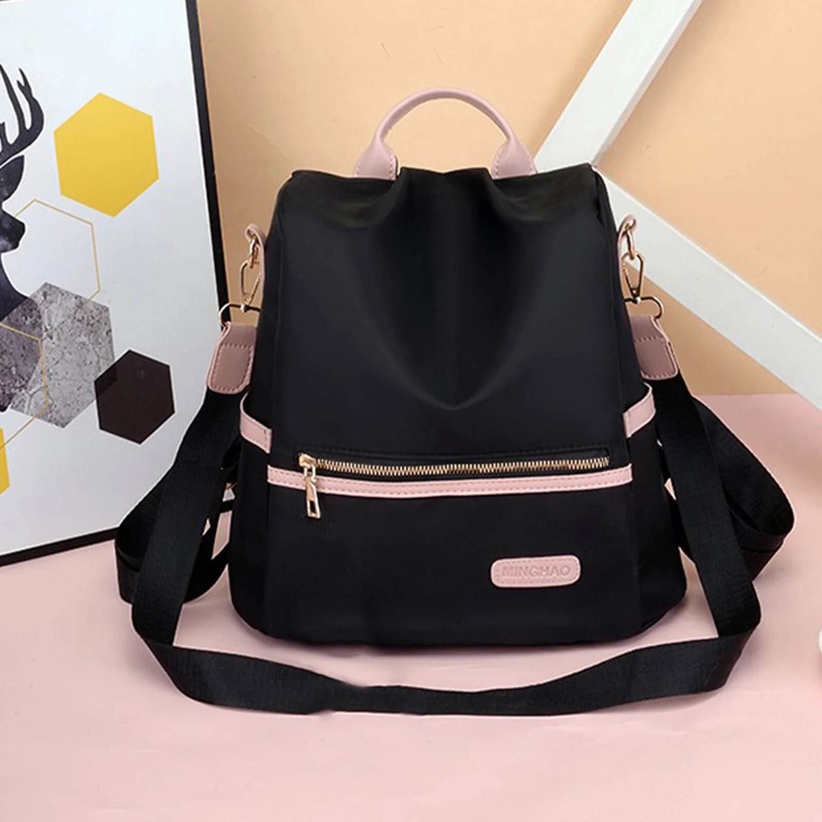 Rucsac dama ZYBLSSBB multifunctional negru 31x28x12cm antipierdere