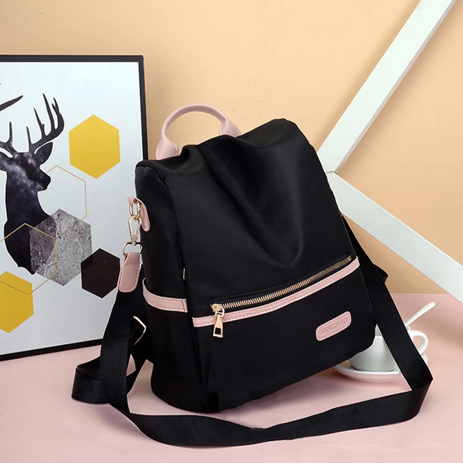 Rucsac dama ZYBLSSBB multifunctional negru 31x28x12cm antipierdere
