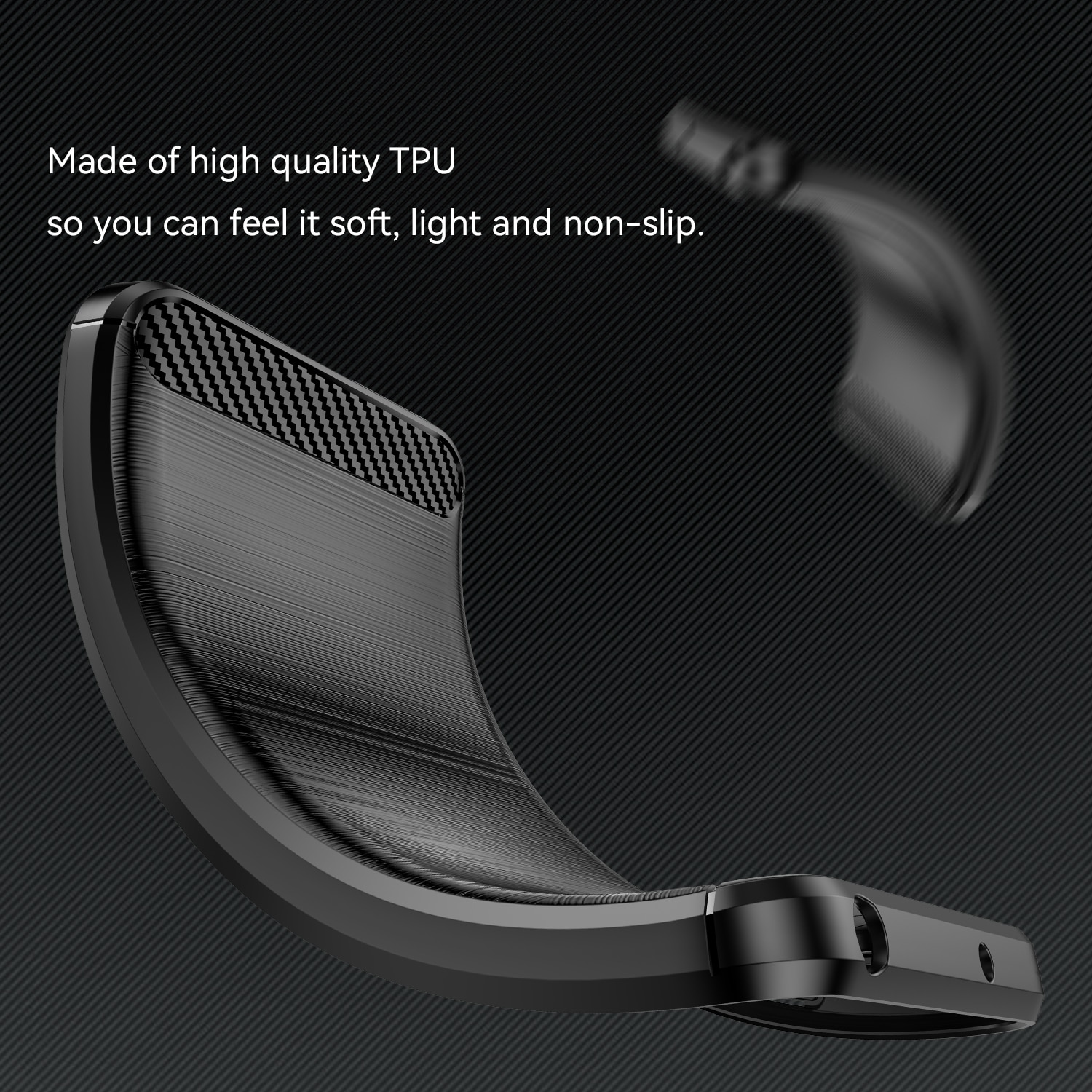 Husa telefon, pentru Redmi Note 14 Pro+ 5G De inalta calitate subtire si usoara periata confortabila TPU Soft Feel, Carbon Fiber Negru