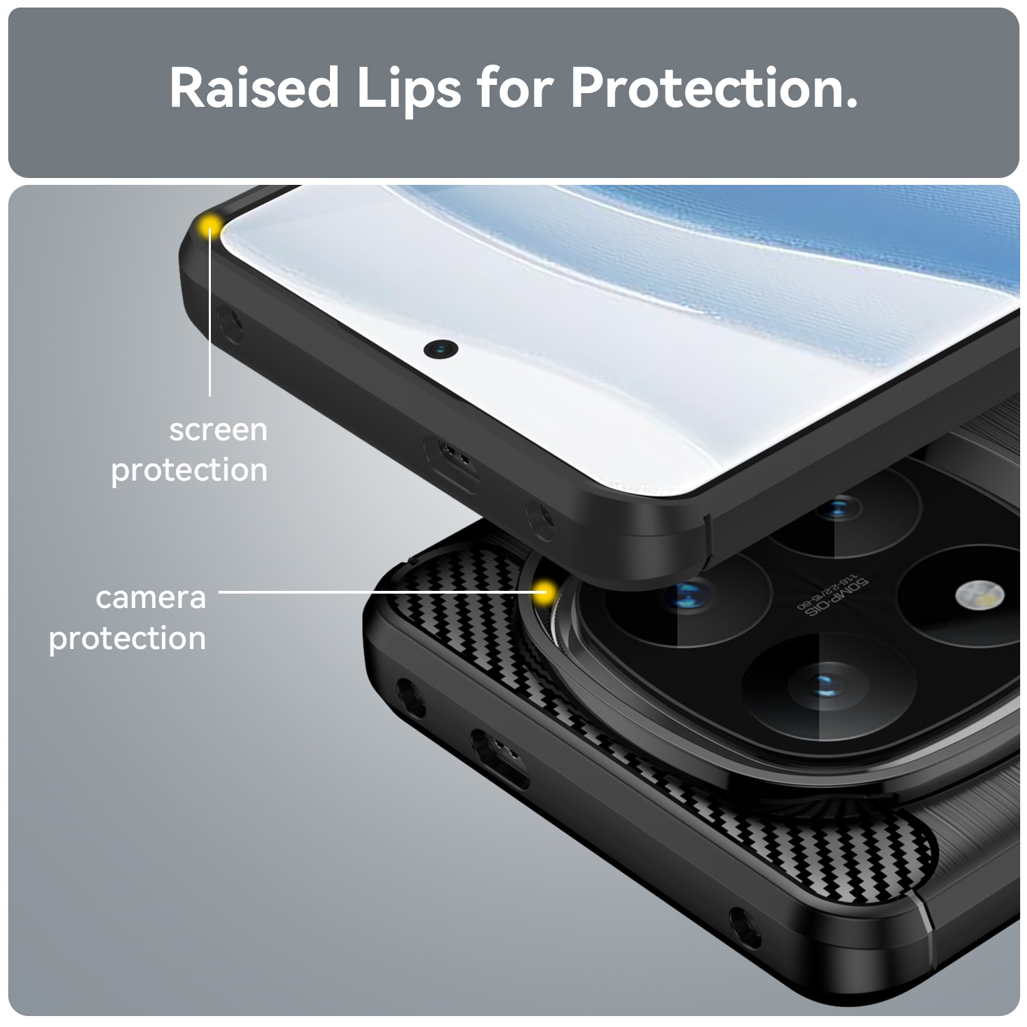 Husa telefon, pentru Redmi Note 14 Pro+ 5G De inalta calitate subtire si usoara periata confortabila TPU Soft Feel, Carbon Fiber Negru