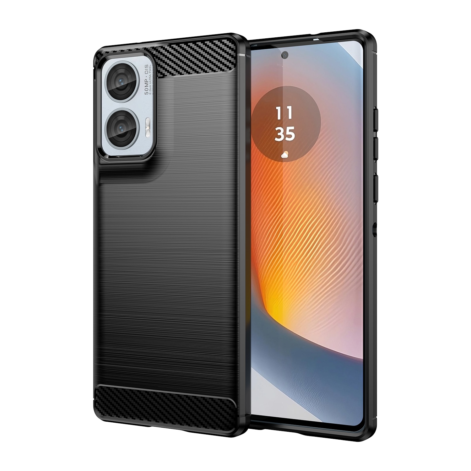 Husa telefon, pentru Motorola Moto G85 5G De inalta calitate subtire si usoara periata confortabila TPU Soft Feel, Carbon Fiber Negru