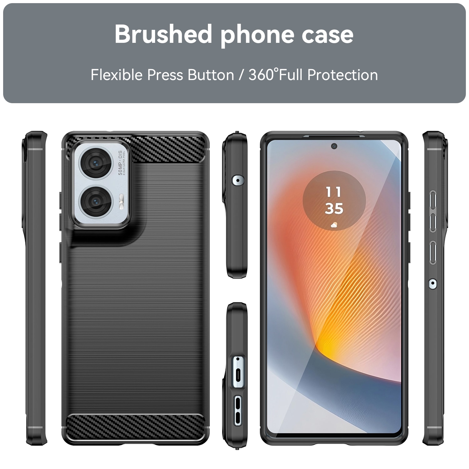 Husa telefon, pentru Motorola Moto G85 5G De inalta calitate subtire si usoara periata confortabila TPU Soft Feel, Carbon Fiber Negru