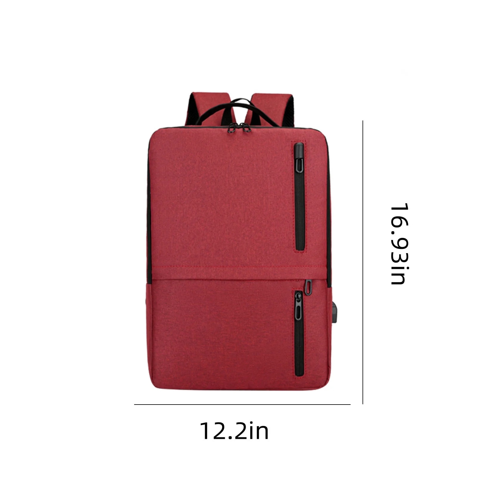 Rucsac laptop calatorie, 15.6 inch, cu port USB, bretele ajustabile, rosu, 43x31x12cm