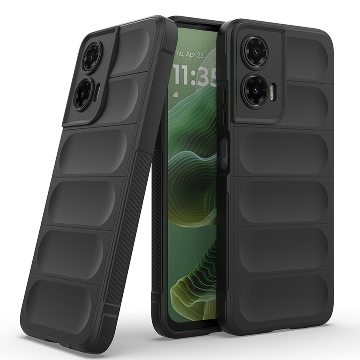Husa telefon, pentru Motorola Edge 50 Fusion Heavy Duty 3D cu dungi senzoriale Soft Silicone Full Portection Rezistent la socuri, Negru intens