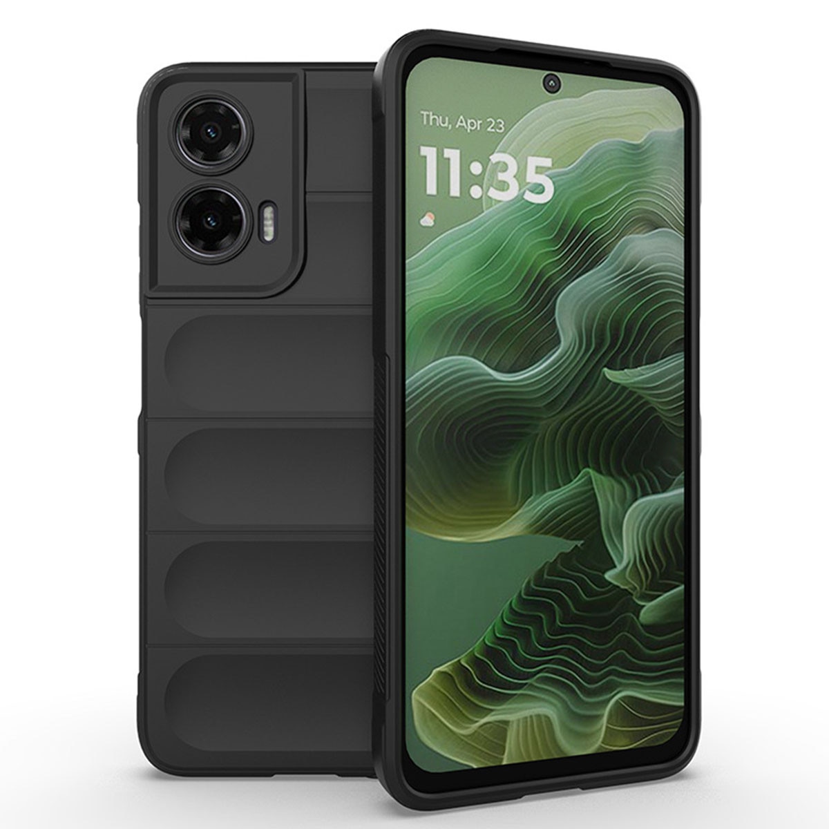 Husa telefon, pentru Motorola Edge 50 Fusion Heavy Duty 3D cu dungi senzoriale Soft Silicone Full Portection Rezistent la socuri, Negru intens