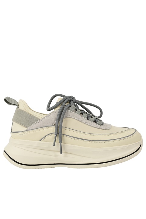 Pantofi sport, dama, FRANCO GERARDO, 2228 crem/gri, piele naturala, Gri