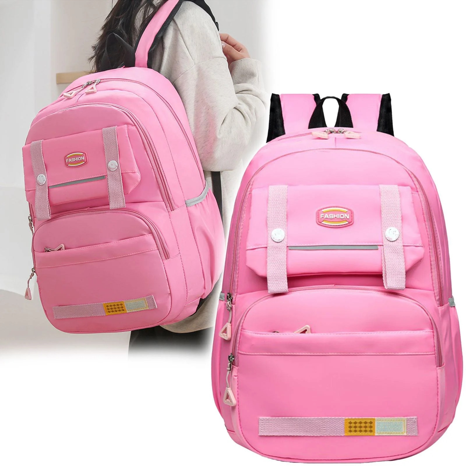 Rucsac laptop 17 inch, rezistent, cu multiple buzunare, roz, 31x15x45cm