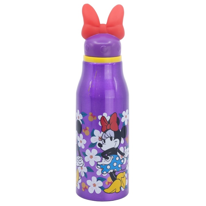 Sticla apa aluminiu, Minnie Mouse Sunshine figurina, 690 ml Mov