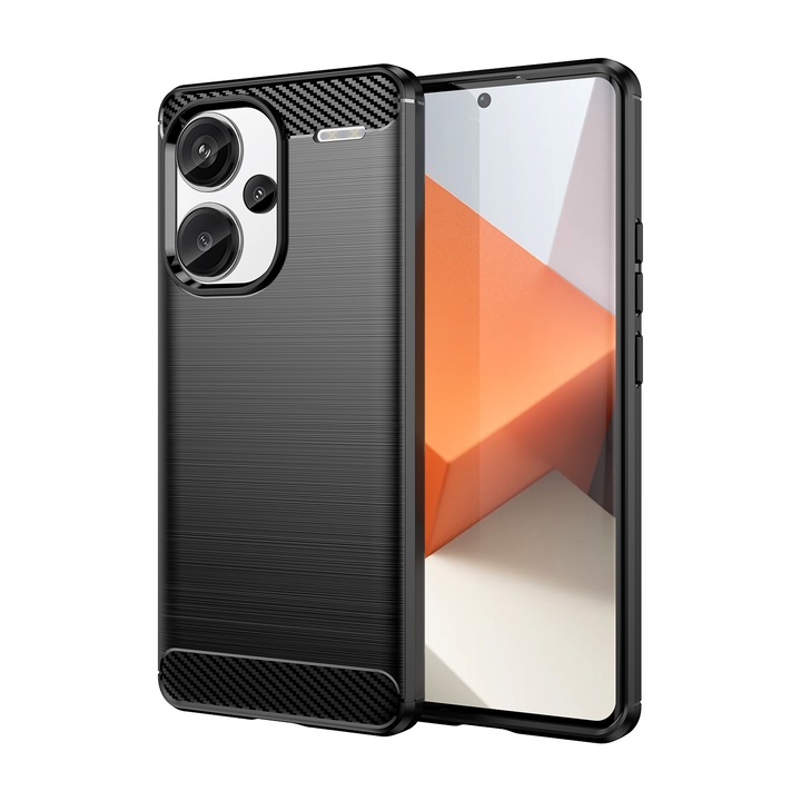 Husa telefon, pentru Xiaomi Redmi Note 13 Pro Plus 5G De inalta calitate subtire si usoara periata confortabila TPU Soft Feel, Carbon Fiber Negru
