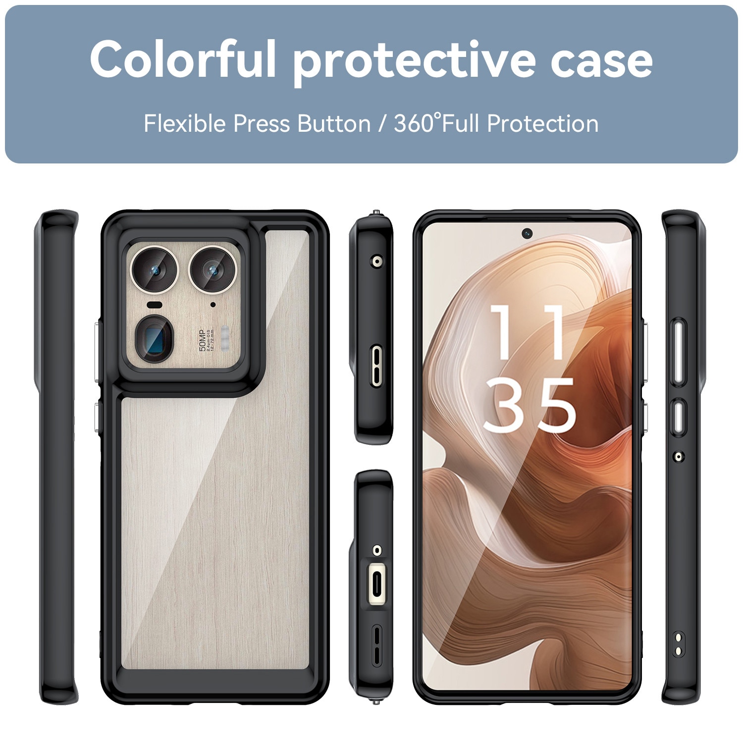 Husa telefon, pentru Motorola Edge 50 Ultra 5G De inalta calitate Hard Backplane Soft Border Pure si Luminos Simtire confortabila, Negru transparent