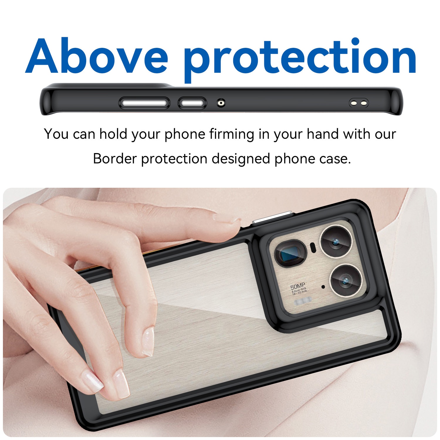 Husa telefon, pentru Motorola Edge 50 Ultra 5G De inalta calitate Hard Backplane Soft Border Pure si Luminos Simtire confortabila, Negru transparent
