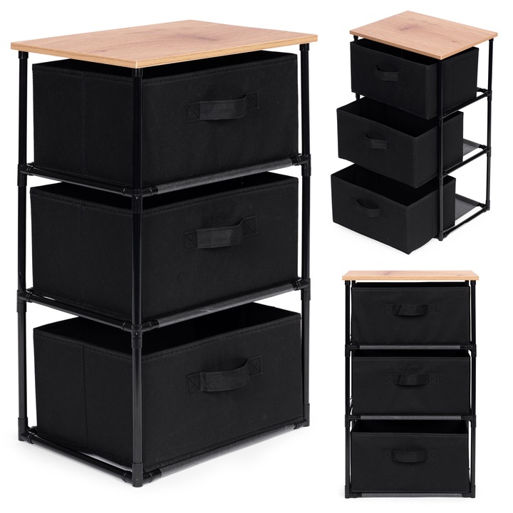 Dulap cu 3 cosuri, ModernHome, design loft, metal, MDF, 39,5x30x67cm