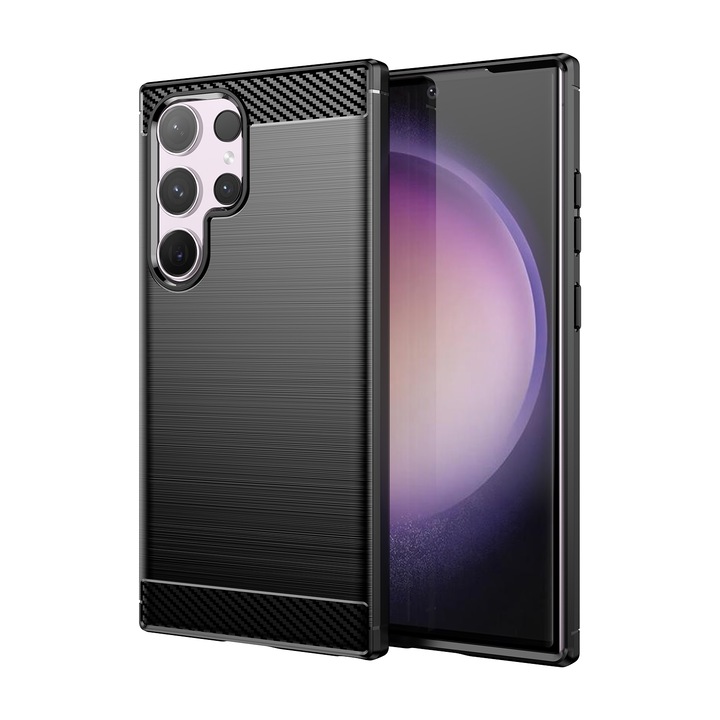 Husa telefon, pentru Samsung Galaxy S24 Ultra De inalta calitate subtire si usoara periata confortabila TPU Soft Feel, Carbon Fiber Negru