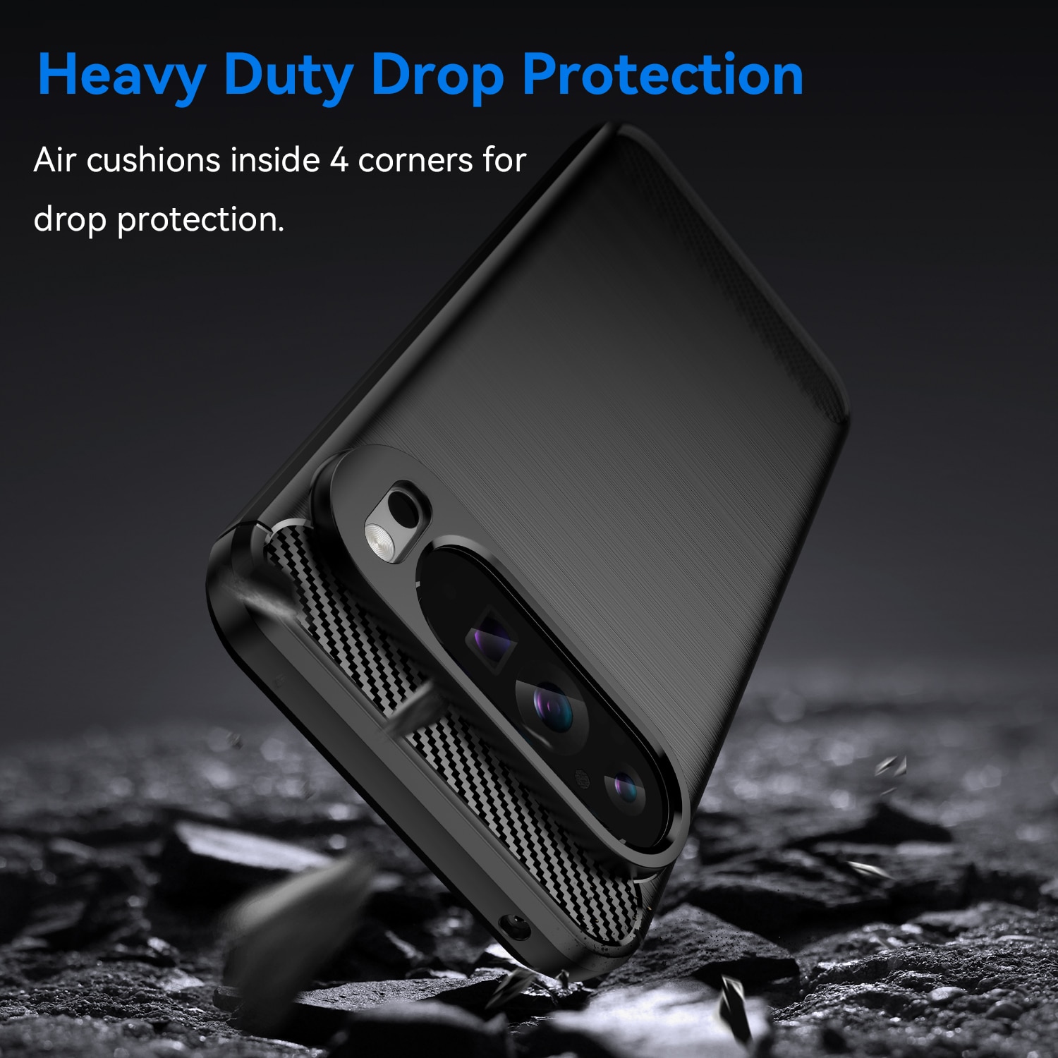 Husa telefon, pentru Google Pixel 9 Pro XL De inalta calitate subtire si usoara periata confortabila TPU Soft Feel, Carbon Fiber Negru