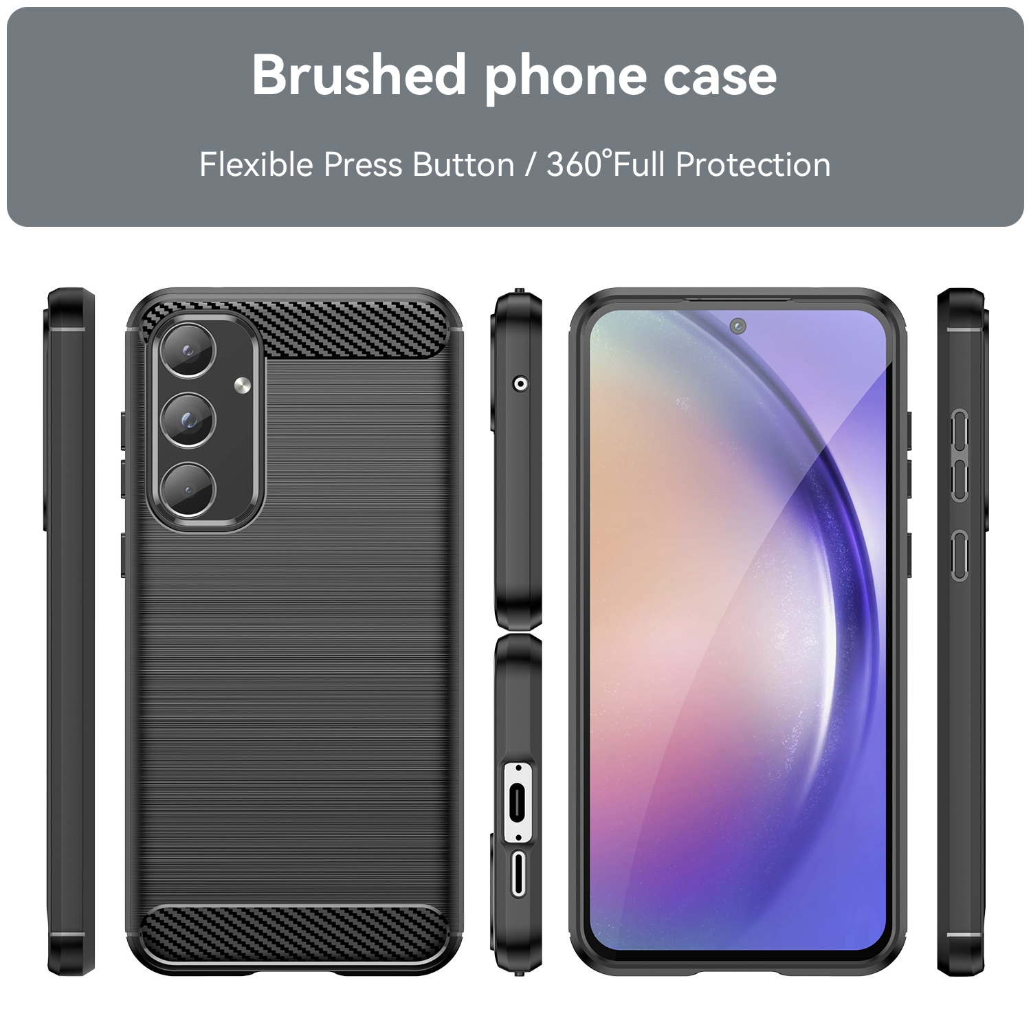 Husa telefon, pentru Samsung Galaxy A55 5G De inalta calitate subtire si usoara periata confortabila TPU Soft Feel, Carbon Fiber Negru
