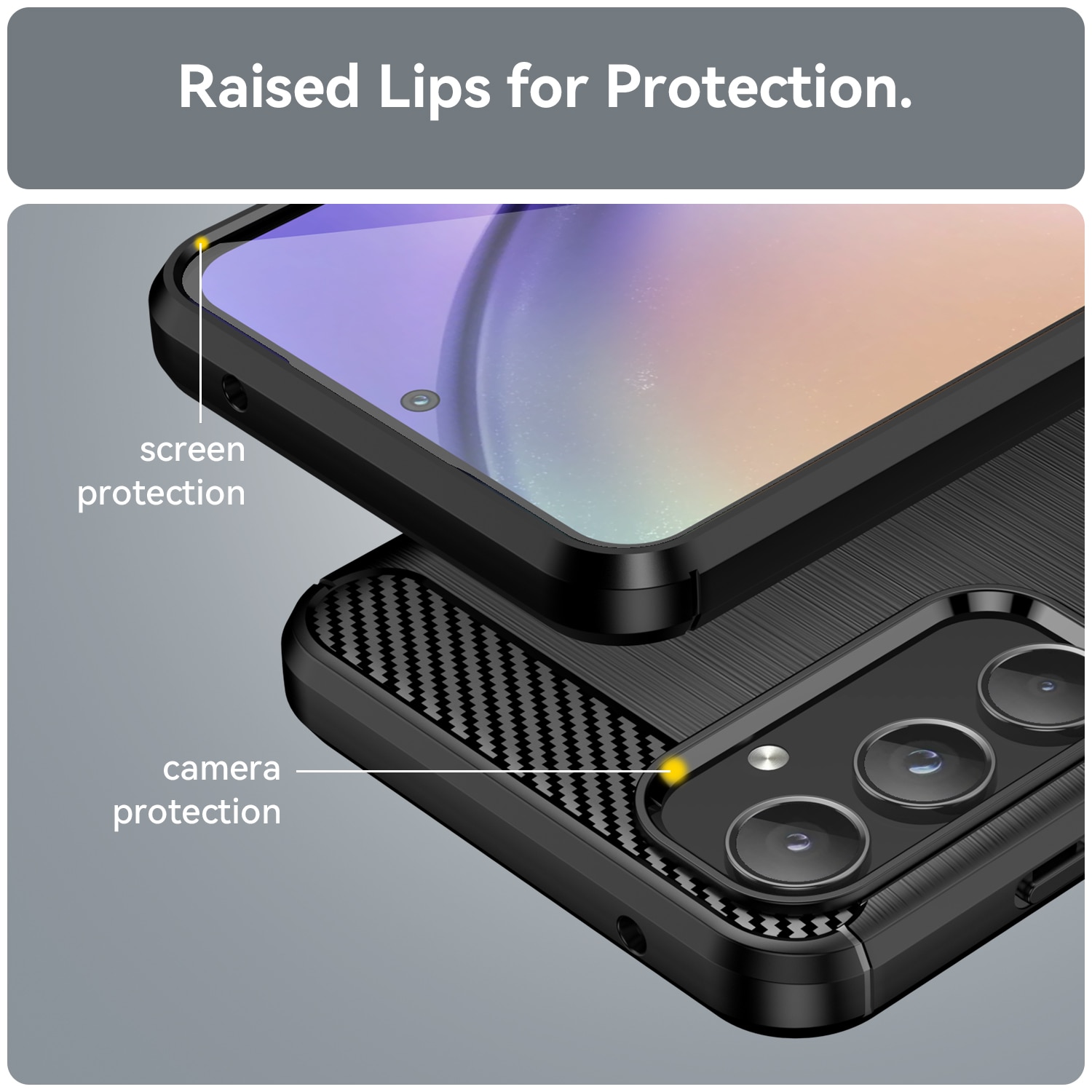 Husa telefon, pentru Samsung Galaxy A55 5G De inalta calitate subtire si usoara periata confortabila TPU Soft Feel, Carbon Fiber Negru