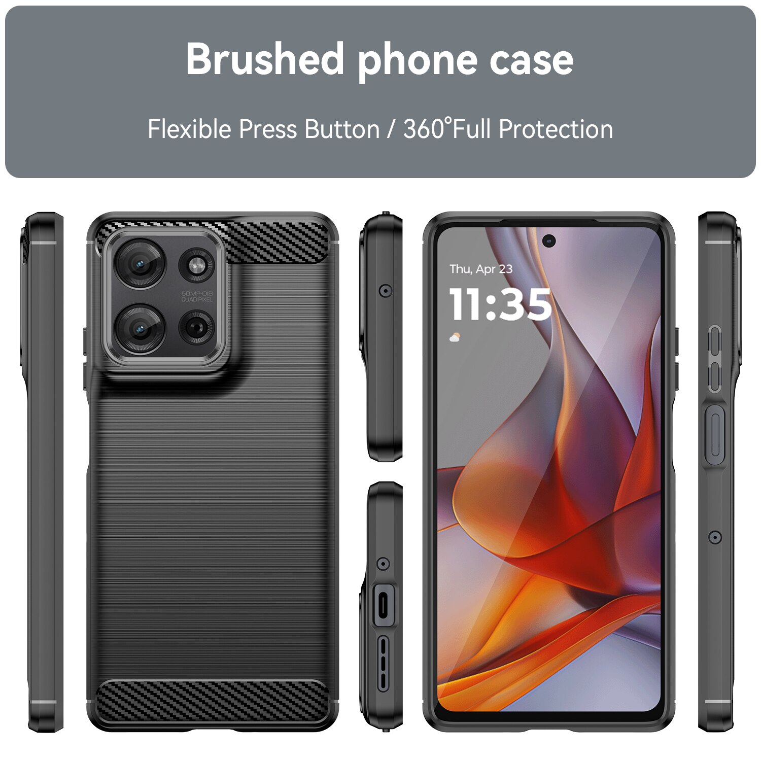 Husa telefon, pentru Motorola Moto G75 5G De inalta calitate subtire si usoara periata confortabila TPU Soft Feel, Carbon Fiber Negru