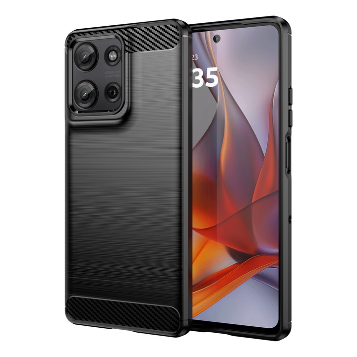 Husa telefon, pentru Motorola Moto G75 5G De inalta calitate subtire si usoara periata confortabila TPU Soft Feel, Carbon Fiber Negru