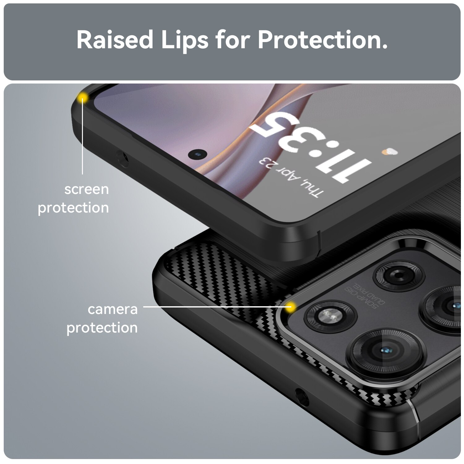 Husa telefon, pentru Motorola Moto G75 5G De inalta calitate subtire si usoara periata confortabila TPU Soft Feel, Carbon Fiber Negru