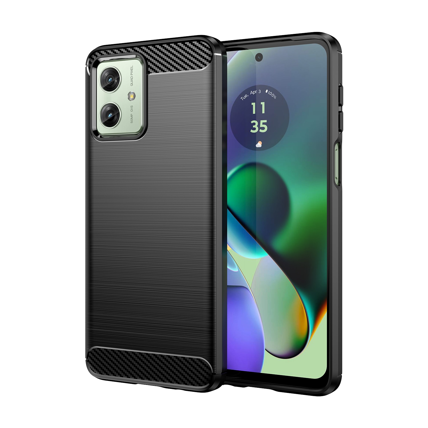 Husa telefon, pentru Motorola Moto G54 Power 5G De inalta calitate subtire si usoara periata confortabila TPU Soft Feel, Carbon Fiber Negru