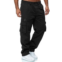 Pantaloni cargo pentru barbati, ZGGZERG, Pantaloni de trening cu buzunare cu fermoar, Elastici, Puternic si rezistent la uzura, Croiala dreapta, Pentru antrenament in aer liber, Amestec de bumbac, XXL, Negru