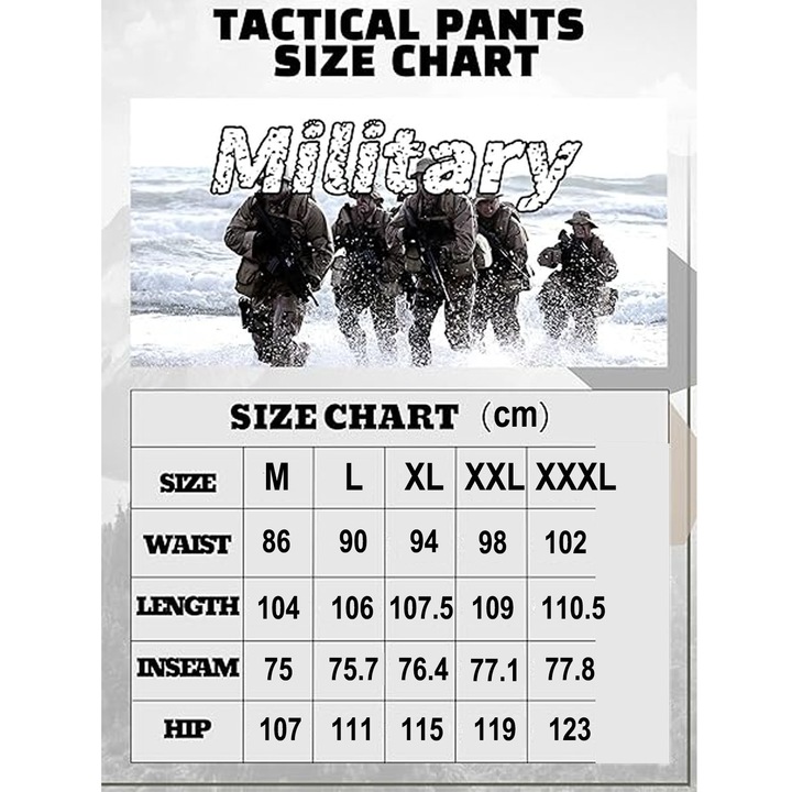 Мъжки карго панталон, ZGGZERG, Карго панталон с камуфлажен принт и множество джобове, еластичен, здрав и устойчив на износване, права кройка, за тренировки на открито, памучна смес, XXL, каки