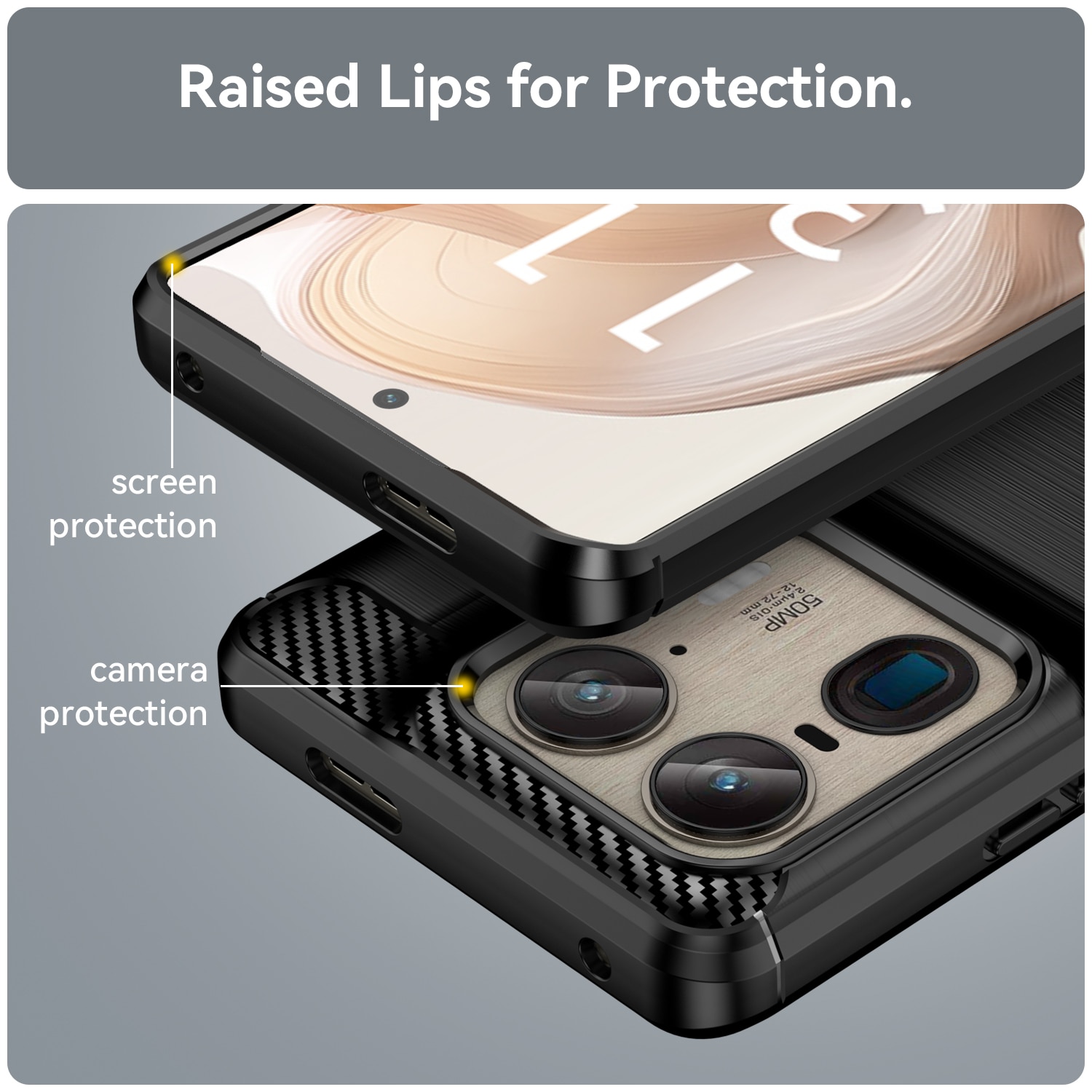 Husa telefon, pentru Motorola Edge 50 Ultra 5G De inalta calitate subtire si usoara periata confortabila TPU Soft Feel, Carbon Fiber Negru